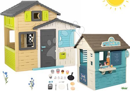 Igračke za djecu od 3 do 6 godina - Set kućice Prijatelja s trgovinom u elegantnim bojama Friends House Evo Playhouse Smoby