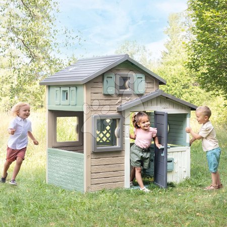 Smoby - Set Haus der Freunde in ökologischen Naturfarben und verstellbarer Rutsche Friends Evo Playhouse Green Smoby_1