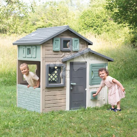 Hračky pro děti od 3 do 6 let - Set domeček Přátel ekologický v přírodních barvách a vodní tunel Friends Evo Playhouse Green Smoby_1
