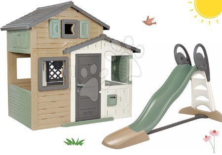 Domečky v setech - Set domeček Přátel ekologický v přírodních barvách Friends Evo Playhouse Green Smoby_1