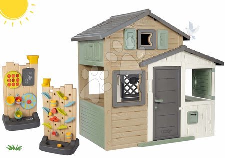 Smoby - Set kućica Prijatelja ekološka u prirodnim bojama i zid za igru Friends Evo Playhouse Green Smoby_1