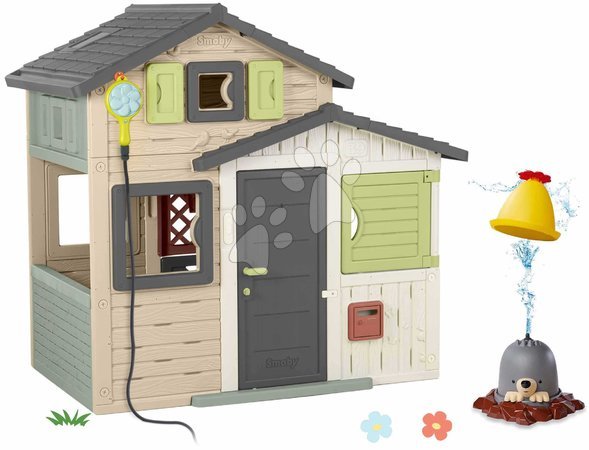 Domki z torem wodnym - Zestaw domek Przyjaciół z pełnymi drzwiami i wodny świat Friends Evo Life Playhouse Smoby