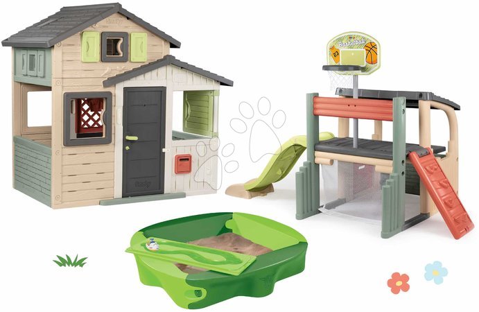 Smoby - Set domček Priateľov s plnými dverami a hracie centrum Friends Evo Life Playhouse Smoby