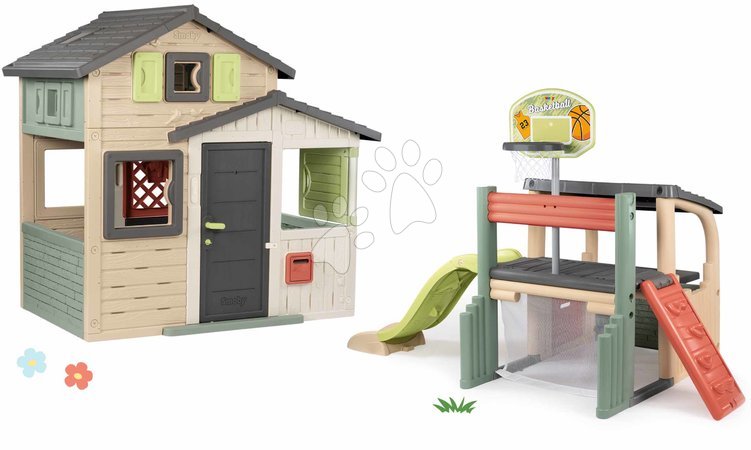 Smoby - Set domček Priateľov s plnými dverami a hracie centrum Friends Evo Life Playhouse Smoby