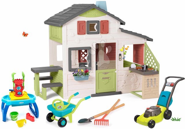 Spielzeuge für Jungen - Spielhaus-Set der Freunde und Tisch Sandkasten mit Mühle Friends House Life Smoby