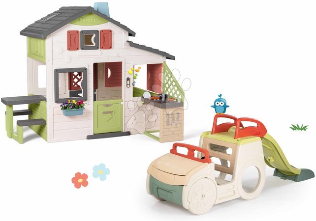 Casitas con trepador - Set de casa de amigos y tobogán Auto Friends House Life Smoby