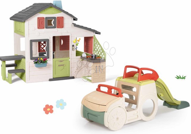 Spielzeuge für Jungen - Set Spielhaus der Freunde Klettergerüst Auto Friends House Life Smoby