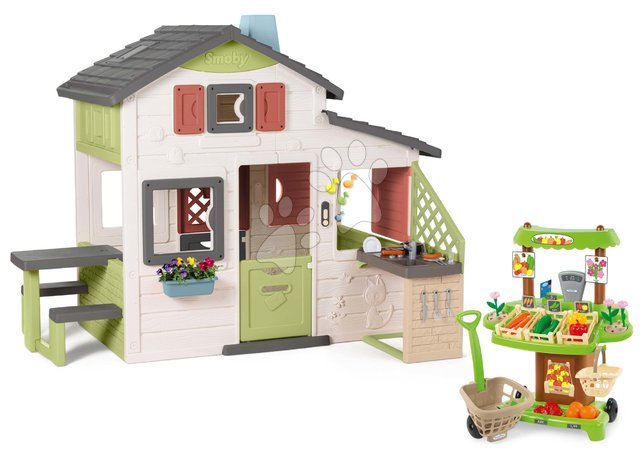 Casitas infantiles - Set de casa de amigos y puesto de verduras Bio Friends House Life Smoby