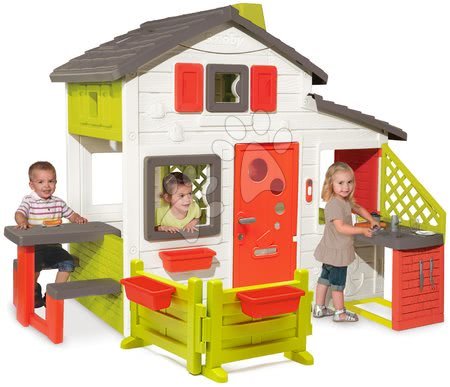 Hračky pro děti od 3 do 6 let - Domeček Friends House Smoby s kuchyňkou, zahrádkou a plnými dveřmi_1