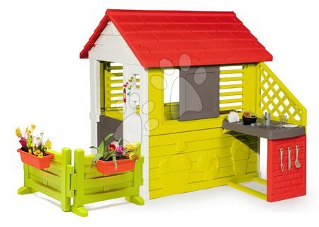 Kerti játszóházak - Házikó Pretty Nature Smoby konyhasarokkal előkerttel és csengővel
