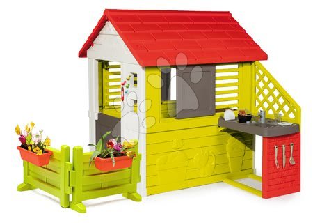 Domki dla dzieci - Domek z kuchnią Nature Smoby 3 okna 2 rolety okiennica z dzwonkiem i ogródkiem od 24 mies._1