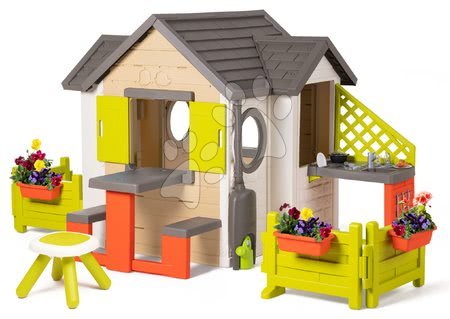 Kerti játszóház szettek - Házikó My Neo House DeLuxe Smoby konyhácskával előkerttel és asztalkával piknikezéshez