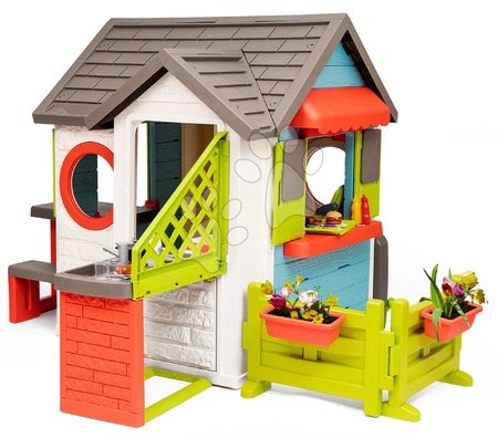 Igračke za djecu od 2 do 3 godine - Kućica s vrtnim restoranom Chef House DeLuxe Smoby s rješenjem za nadogradnju i namještajem_1