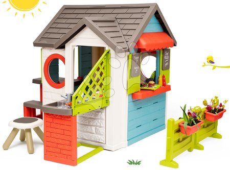 Domečky pro děti - Domeček se zahradní restaurací Chef House DeLuxe Smoby s nástavbovým řešením a stolečkem