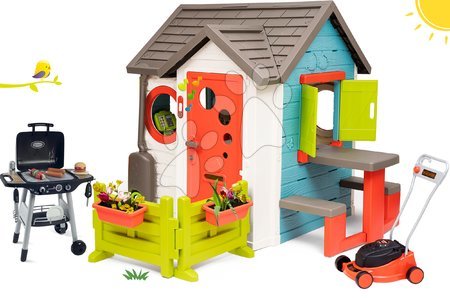 Igračke za djecu od 2 do 3 godine - Kućica s vrtnim restoranom Chef House DeLuxe Smoby s grilom i kosilicom Black&Decker