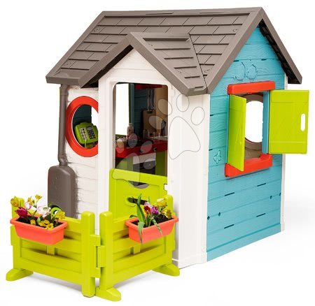 Kerti játszóházak gyerekeknek - Házikó kerti büfével Chef House DeLuxe Smoby két asztalkával és előkerttel_1