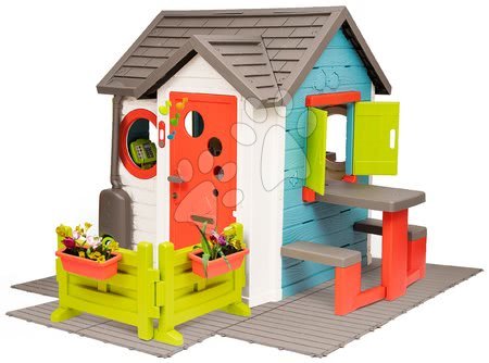 Kerti játszóházak gyerekeknek - Házikó kerti büfével Chef House DeLuxe Smoby teljes bővített változat padlóburkolattal_1