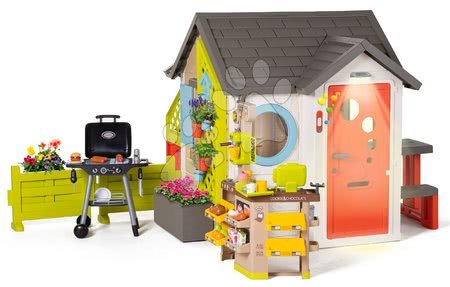 Igrače za otroke od 2. do 3. leta - Hišica za vrtnarja Garden House Smoby z izjemno opremo z Bio kavarno in žarom na vrtu od 24 mes_1