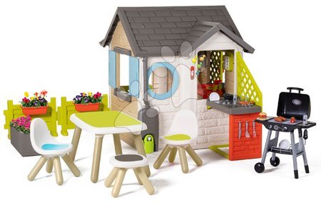 Igračke za djecu od 2 do 3 godine - Vrtna kućica Garden House Smoby s izuzetnom opremom i roštilj u restoranu od 24 mjes