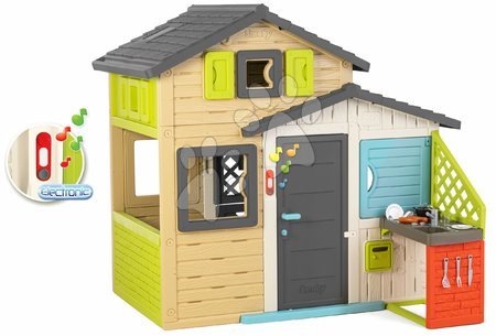 Kerti játszóházak gyerekeknek - Házikó Jóbarátok konyhácskával elegáns színekben Friends House Evo Playhouse Smoby - 2