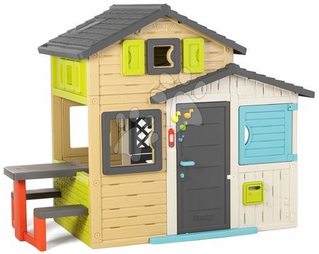 Smoby - Domček Priateľov s piknik stolom v elegantných farbách Friends House Evo Playhouse Smoby