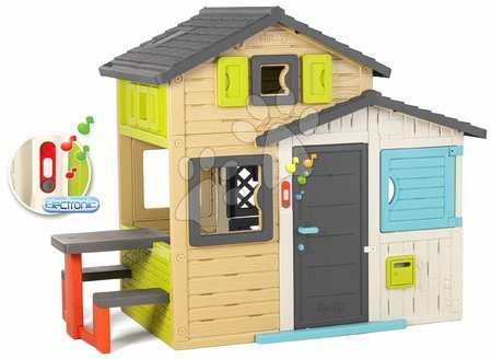 Kerti játszóházak gyerekeknek - Házikó Jóbarátok piknik asztallal elegáns színekben Friends House Evo Playhouse Smoby_1