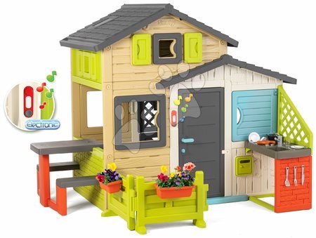 Kerti játszóházak gyerekeknek - Házikó Jóbarátok ideális felszereltséggel elegáns színekben Friends House Evo Playhouse Smoby_1