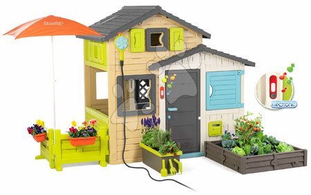 Case per bambini con sabbiera - Casetta degli Amici in colori eleganti con giardino sotto l'ombrellone Friends House Evo Playhouse Smoby - 5