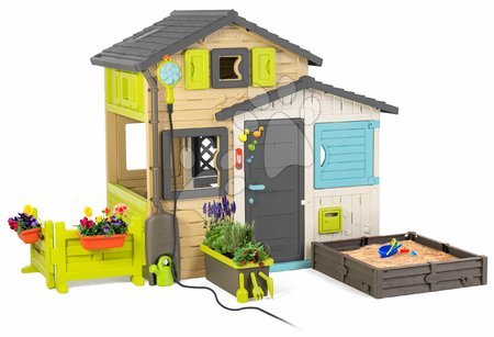 Case per bambini con sabbiera - Casetta degli Amici con giardino anteriore in colori eleganti Friends House Evo Playhouse Smoby