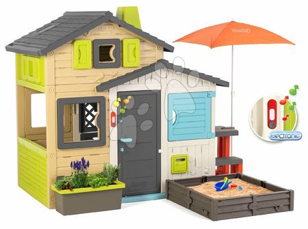 Smoby - Domeček Přátel s posezením pod oknem v elegantních barvách Friends House Evo Playhouse Smoby