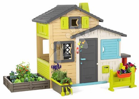 Smoby - Hišica Prijateljev z velikim vrtom v elegantnih barvah Friends House Evo Playhouse Smoby