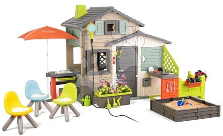 Ekskluzivno kod nas - Dom prijatelja ekološki s sjedenjem na vrtu u prirodnim bojama Friends House Evo Playhouse Green Smoby