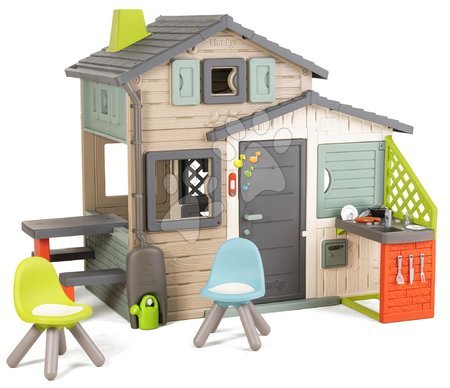 Case per bambini  - Casetta degli Amici ecologica con zona picnic in colori naturali Friends House Evo Playhouse Green Smoby