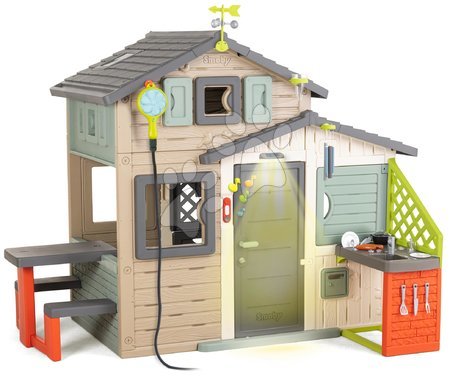 Case per bambini  - Casetta degli Amici ecologica con doccia da giardino in colori naturali Friends House Evo Playhouse Green Smoby