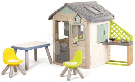 Cabanes avec meubles - Maisonnette écologique avec coin salon dans des tons naturels marronNeo Jura Lodge Playhouse Green Smoby