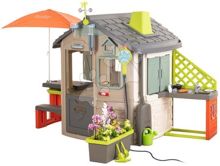 Dječje kućice - Kućica ekološka u luksuznom izdanju u prirodnim bojama Neo Jura Lodge Playhouse Green Smoby