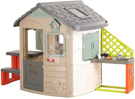 Detské domčeky - Domček ekologický v základnej zostave v prírodných farbách Neo Jura Lodge Playhouse Green Smoby