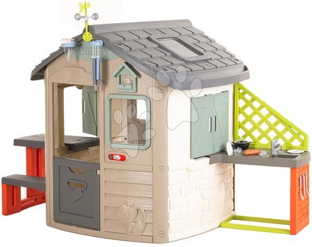 Domčeky pre deti - Domček ekologický pre meteorológov v prírodných farbách Neo Jura Lodge Playhouse Green Smoby