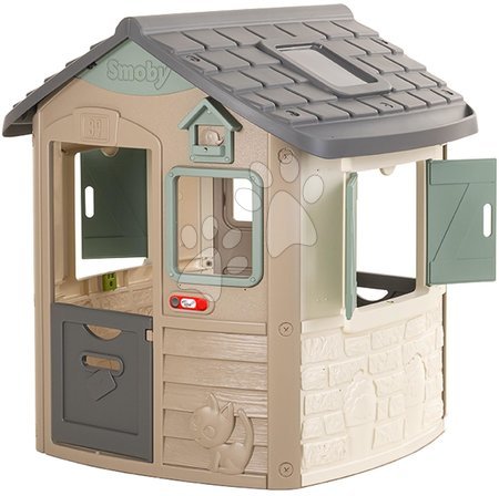 Dječje kućice - Kućica za igru ekološkog dizajna sa zvončićem u prirodnim bojama Neo Jura Lodge Playhouse Green Smoby
