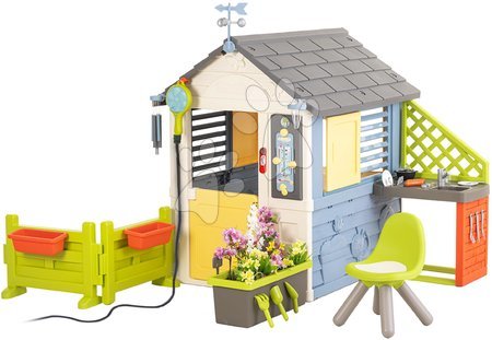 Detské domčeky - Domček meteorologická stanica s plotom s kvetináčmi Štyri ročné obdobia 4 Seasons Playhouse Smoby