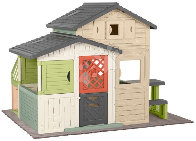 Domki dla dzieci - Dom Przyjaciół z miejscem do siedzenia pod lampą na podłodze Friends House Evo Playhouse Life Smoby_1
