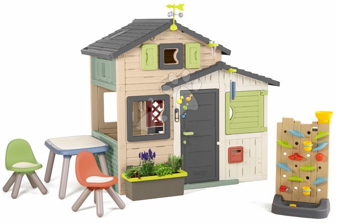 Smoby | Página 3 - Casa de Amigos ecológica para meteorólogos con pared de juego en tonos marrones naturales Casa de Amigos Evo Playhouse Green 