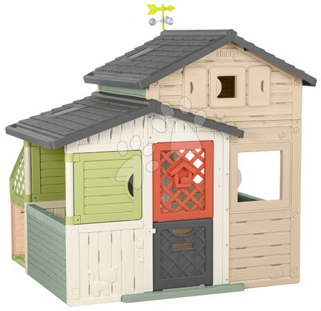 Smoby | Página 3 - Casa de Amigos ecológica para meteorólogos con pared de juego en tonos marrones naturales Casa de Amigos Evo Playhouse Green _1