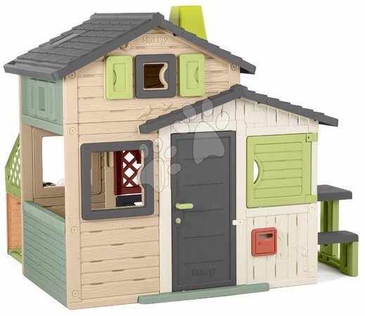 Especialmente solo en nuestra tienda - Casa de Amigos ecológica con un rincón de jardín junto a la cocina en colores marrones naturales Friends House Evo Playhouse  - 1