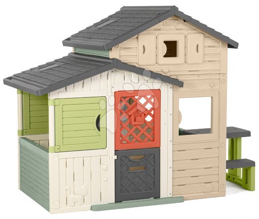 Uniquement chez nous - Maison des Amis écologique avec coin salon près du mur de jeu en couleurs naturelles brunes Friends House Evo Playhouse Green - 2