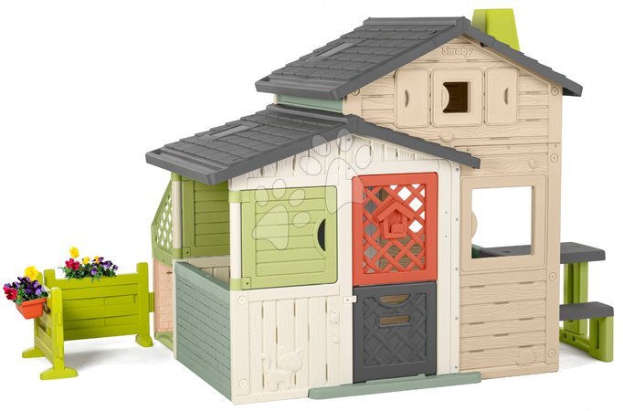 de 3 à 6 ans - Maison des Amis écologique avec jardin près de la cuisine dans des tons marron naturel Friends House Evo Playhouse Green Smob_1
