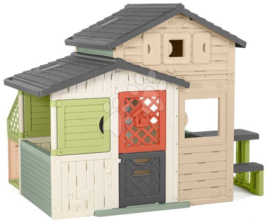Speziell nur bei uns  | Seite 3 - Spielhaus der Freunde ökologisch mit einem Garten im Vorgarten in natürlichen Brauntönen Grün Smoby_1