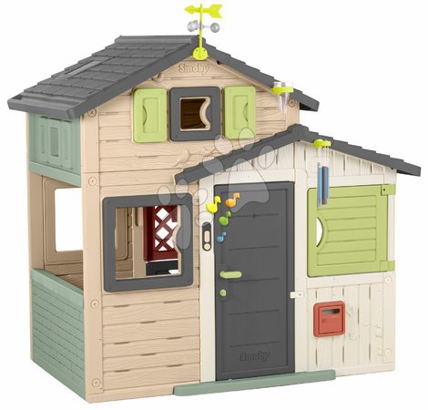 Case gioco per bambini | Pagina 11 - Casetta degli Amici ecologica con campanello in colori naturali Friends House Evo Playhouse Green Smoby