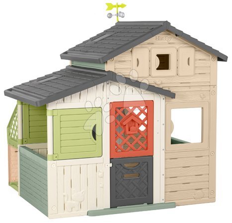 Case gioco per bambini | Pagina 11 - Casetta degli Amici ecologica con cucina estiva nei colori naturali marroni Friends House Evo Playhouse Green Smoby_1
