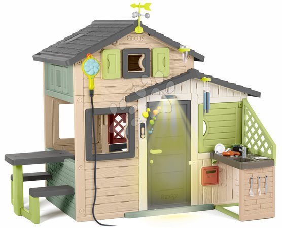 Speziell nur bei uns  | Seite 3 - Spielhaus der Freunde Evo Grün Smoby mit ökologischer Gartendusche in natürlichen Braun-Tönen